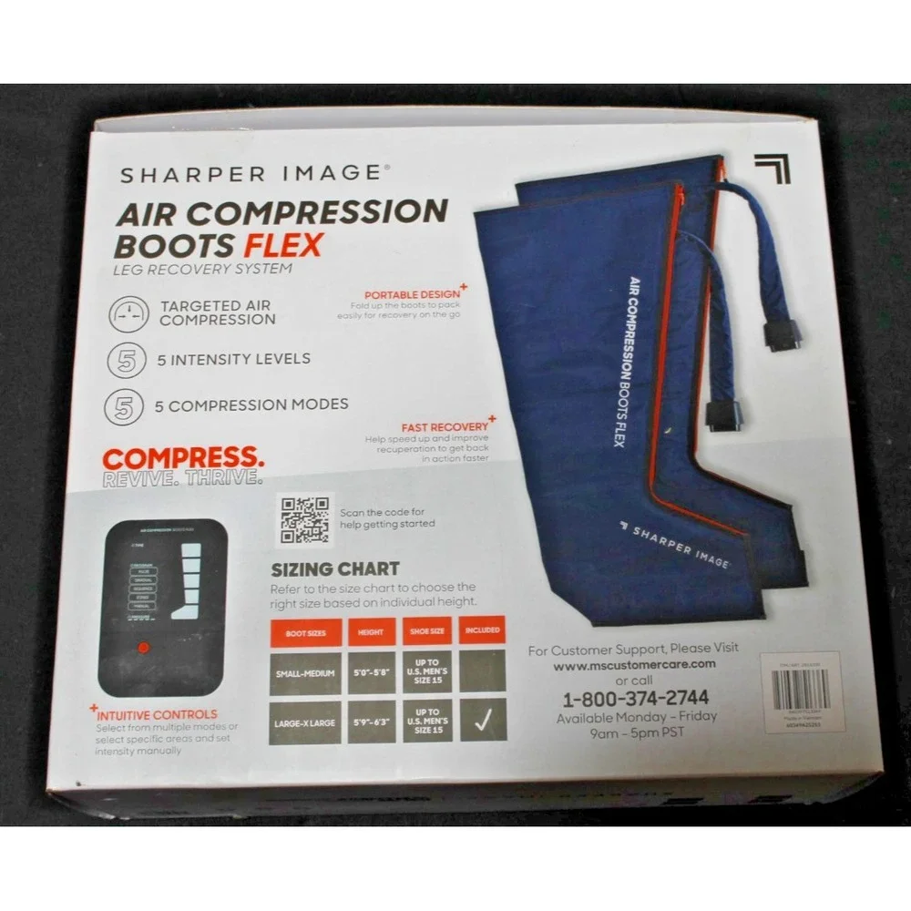 Sharper Image Air Compression Boots Flex Leg Recovery System L/XL New Open Box